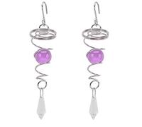 Estink Casa de Viento Espiral de Acero Inoxidable con Bola de Cristal K9 para Relajación, Decoración del Hogar, 2 Piezas de Viento para Afuera (PURPLE)