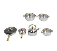 Estink Conjunto de Utensilios de Cocina a Prueba de óxido de Acero Inoxidable Eficiente en Energía Duradera para la Cocina del Hogar 6 Macetas 6 Párpados 5 Manijas para Restaurante (#2)