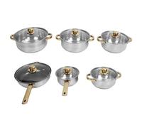 Estink Conjunto de Utensilios de Cocina a Prueba de óxido de Acero Inoxidable Eficiente en Energía Duradera para la Cocina del Hogar 6 Macetas 6 Párpados 5 Manijas para Restaurante (#1)