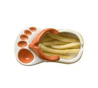 Estink Exquisito Plato de Papas Fritas de Cerámica de Cerámica Hecha a Mano con Plato de de Soya de Soya de para Cafeterías, Mini de Papas Fritas (ORANGE)