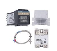 Estink Kit de Controlador de Temperatura PID Digital Termostato de Alta Precisión REX C100 para Granja e Incubadora, Kit de Controlador PID de Sonda de Acero Inoxidable Impermeable para Casa de (40A)