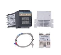 Estink Kit de Controlador de Temperatura PID Digital Termostato de Alta Precisión REX C100 para Granja e Incubadora, Kit de Controlador PID de Sonda de Acero Inoxidable Impermeable para Casa de (25A)