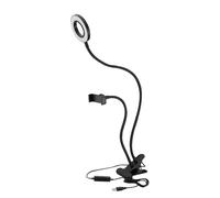 Estink Luz de Anillo LED para Selfie con Trípode, 3 Modos de Iluminación, Soporte Giratorio 360 Grados, Brazo Flexible para Teléfono