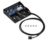 Estink Panel frontal USB 2.0 con 4 puertos, convertidor para carcasa de disquete de 3,5", adaptador 9 pines a USB negro