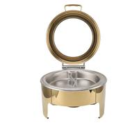 Estink Plato de Chafing Dorado Set Buffet Buffet Calentador con Bandeja de Comida para Cuencas para la Fiesta del Hotel de Bodas en el Enchufe de la EU 220-240V (2 sartén de compartimento)