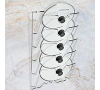 Estink Portatapas de Pared 5 Plazas, Soporte para Tapa de Cacerola, Almacenamiento para Armario o Pared, 40,7 x 25,7 x 7,5 cm