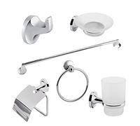 Estink Set de Accesorios de Baño para Pared, 6 Piezas, Toallero, Anillo, Portapapel, Jabonera, Gancho, Portacepillos