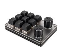 Estink Teclado macro ergonómico con interruptor rojo con perillas personalizadas y mini teclado USB (9 teclas con 2 perillas)