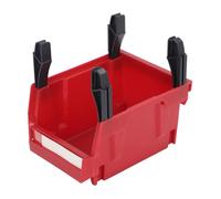 Estink Tornillos Organizador de Almacenamiento Bin Conjunto Vertical Herramienta Montada en la Pared Bin Tipo Combo para Salones de Almacenamiento, Plástico, 1 Estante + 4 Soportes (Rojo)