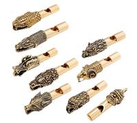 ESTINTENG 2 silbatos retro de cobre puro para exteriores, llavero con forma de animal de latón, decoración de cocodrilo, silbato