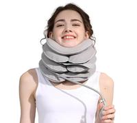 Estirador de cuello con soporte para el cuello, dispositivo de tracción cervical, herramienta de alivio del cuello, soporte cervical inflable ajustable, descompresión del cuello para uso doméstico