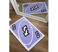 Estmy UNO - Alfombra con diseño retro de 2 x 3 pies, antideslizante, lavable, moderna, abstracta, linda, única, para baño, dormitorio, esponjosa, suave, pequeña, para entrada, interior, color morado