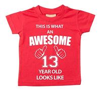 Esto Es Lo Que Un Impresionante 13 años LOOKS LIKE rojo disponible en tamaños camiseta para bebé 0 - 6 meses a 14 - 15 años 13 camiseta de cumpleaños rojo rosso Talla:18-24 meses
