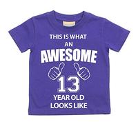 Esto Es Lo Que Un Impresionante 13 años Old Looks like morado disponible en tamaños camiseta para bebé 0 - 6 meses a 14 - 15 años 13 camiseta de cumpleaños morado morado Talla:5-6 años