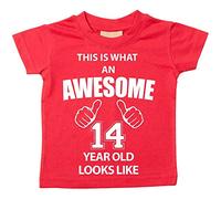 Esto Es Lo Que Un Impresionante 14 años Old Looks like Rojo disponible en tamaños camiseta para bebé 0 - 6 meses a 14 - 15 14 años Camiseta de cumpleaños rojo rosso Talla:24-36 Months