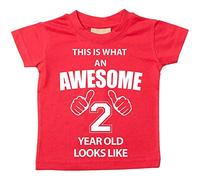 Esto Es Lo Que Un Impresionante 2 años old Looks like camiseta de color rojo disponible en tamaños 2 nd cumpleaños para bebé 0 - 6 meses a 14 - 15 años nuevo bebé hermana regalo rojo rosso Talla:6-12 meses