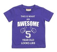 Esto Es Lo Que Un Impresionante 5 años old Looks like morado disponible en tamaños camiseta para bebé 0 - 6 meses a 14 - 15 años Camiseta de fiesta de cumpleaños morado morado Talla:7-8 Years
