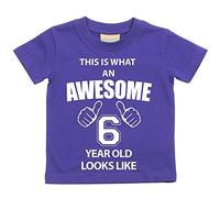 Esto Es Lo Que Un Impresionante 6 años old Looks like morado disponible en tamaños camiseta para bebé 0 - 6 meses a 14 - 15 años 6th cumpleaños Tshirt morado morado Talla:12-13 Years