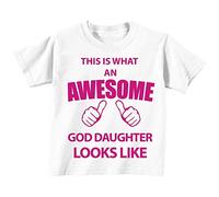 Esto Es Lo Que Un Impresionante dios hija Looks like camiseta de color blanco rosa texto para bebé disponible en tamaños 0 - 6 meses a 14 - 15 años blanco blanco Talla:5-6 años