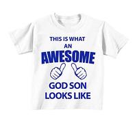 Esto Es Lo Que Un Impresionante dios hijo LOOKS LIKE camiseta de color blanco azul texto para bebé disponible en tamaños 0 - 6 meses a 14 - 15 años blanco blanco Talla:12-13 Years