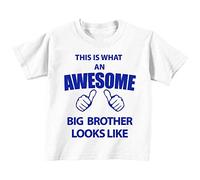 Esto Es Lo Que Un Impresionante gran Hermano Looks like camiseta de color blanco azul texto para bebé disponible en tamaños 0 - 6 meses a 14 - 15 años nuevo bebé hermana regalo blanco blanco Talla:18-24 meses