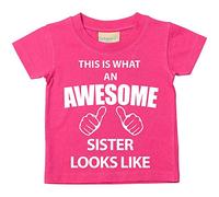 Esto Es Lo Que Un Impresionante hermana parece camiseta de rosa texto hermanas nueva para bebé disponible en tamaños 0 - 6 meses a 14 - 15 años nuevo bebé hermana regalo rosa rosa Talla:12-18 meses