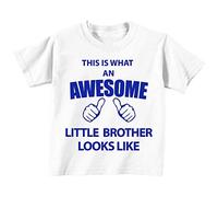 Esto Es Lo Que Un Impresionante Little Brother Looks like camiseta de color blanco azul texto para bebé disponible en tamaños 0 - 6 meses a 14 - 15 años nuevo bebé hermana regalo blanco blanco Talla:5-6 años