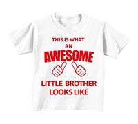 Esto Es Lo Que Un Impresionante Little Brother Looks like camiseta de color blanco rojo texto para bebé disponible en tamaños 0 - 6 meses a 14 - 15 años nuevo bebé hermana regalo blanco blanco Talla:6-12 meses