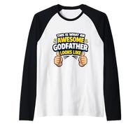 Esto es lo Que un Padrino Impresionante Parece el Bautismo Divertido Camiseta Manga Raglan