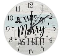 Esto Es Tan Feliz como Puedo Ser - Cita De Navidad Redondo Reloj De Cuarzo Fácil De Leer Reloj De Pared Sin Tictac Relojes De Pared para Cocina Estudio Oficina Bar 25Cm