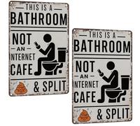 Esto Es Un Baño, No Un Letrero De Cibercafé Letrero De Chapa De Metal Vintage De 8 * 12 Pulgadas Arte De Pared De Baño Divertido Letreros De Pared De Metal Sarcástico Divertido(2pcs)