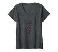 Esto podría ser Vino: Cita ingeniosa para Amantes del Vino Camiseta Cuello V, Mujer, Jaspeado Oscuro, XL