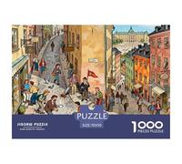 Estocolmo Gamla Stan Ciudad Vieja Puzzle De Madera Impermeable DIY Puzzles De 1000 Piezas para Adultos Imposible Rompecabezas para Decoración del Hogar