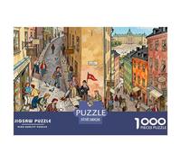 Estocolmo Gamla Stan Ciudad Vieja Puzzle De Madera Impermeable DIY Puzzles De 1000 Piezas Regalos para Adultos Imposible Rompecabezas Decoración del Hogar