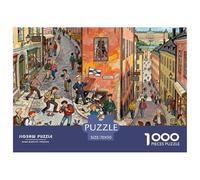 Estocolmo Gamla Stan Ciudad Vieja Puzzle De Madera Impermeable Puzzles De 1000 Piezas para Adultos Colorido Rompecabezas para Decoración del Hogar