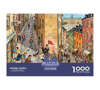 Estocolmo Gamla Stan Ciudad Vieja Puzzle De Madera Impermeable Puzzles De 1000 Piezas Regalos para Adultos Desafiante Y Estimulante Rompecabezas Decoración del Hogar