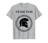 Estoicismo Filosofía Virtudes Guerreras Antiguas Camiseta, Hombre, Gris Jaspeado, XL
