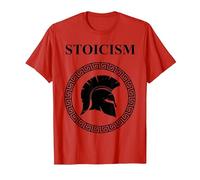 Estoicismo Filosofía Virtudes Guerreras Antiguas Camiseta, Hombre, Rojo, XL