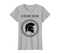 Estoicismo Filosofía Virtudes Guerreras Antiguas Camiseta, Mujer, Gris Jaspeado, XXL