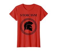 Estoicismo Filosofía Virtudes Guerreras Antiguas Camiseta, Mujer, Rojo, XS