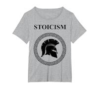Estoicismo Filosofía Virtudes Guerreras Antiguas Camiseta, Mujer Tallas Grandes, Gris Jaspeado, 6XL Grande