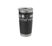 Estoicismo Símbolos Sabiduría Templanza Justicia Coraje Estoico Vaso térmico de acero inoxidable de doble pared