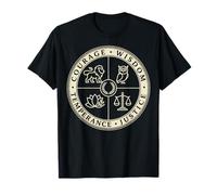 Estoico Cuatro Virtudes Coraje Sabiduría Justicia Templanza Camiseta