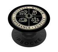 Estoico Cuatro Virtudes Coraje Sabiduría Justicia Templanza PopSockets PopGrip Adhesivo