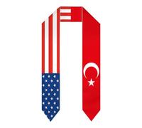 Estola/chal/bufanda/banda de graduación con la bandera de Turquía y los turcos. Estudiantes en el extranjero que realizan estudios internacionales. Graduados 2026/2026. Chales unisex para adultos.