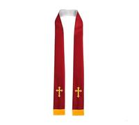 Estola de clero doble cara, prenda comunión cristiana, chal iglesia for pastores, sacerdotes, evento Unisex for adultos Y08E Para Ceremonias Eclesiásticas(Red White)