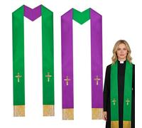 Estola de Ministro de Culto - Con Bordado Reversible Unisex Suministros Eclesiásticos, Estola para Ministro y Clero, para boda Bautismo entierro Ceremonia