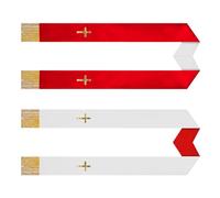 Estola de Sacerdote | Bordado Doble Cara Mixto Suministros Culto - Bufanda Pastoral Adulto Estola Clero, Para Boda Bautismo Oscuro Ceremonia, rojo y blanco, Se référer au descriptif