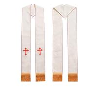 Estola negra del clero, disfraces bordados con cruz de sacerdote, estolas sacerdotes for hombres y mujeres patrón borlas Para Ceremonias Eclesiásticas(White 3)