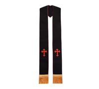 Estola negra del clero, disfraces bordados con cruz de sacerdote, estolas sacerdotes for hombres y mujeres patrón borlas Para Ceremonias Eclesiásticas(Black 2)